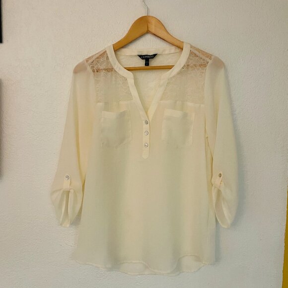 Express Feminine Lace Detail Blouse, Size Small - Picture 1 of 5
